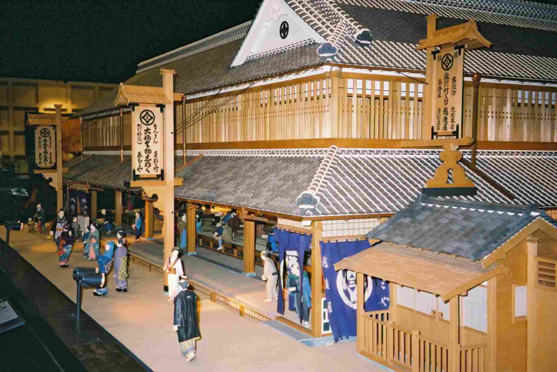 Scale model of a store selling goods brought up the river