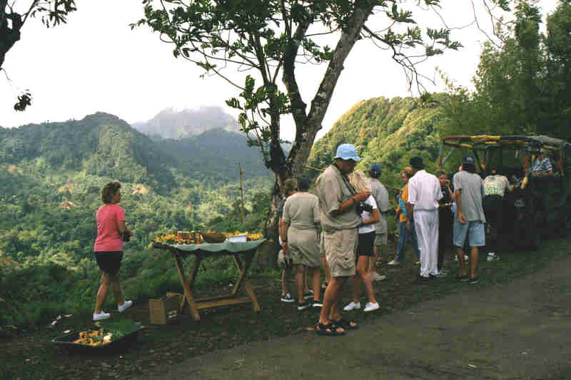 Testing products in the Banana Plantation, April 2000
