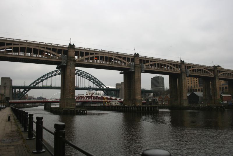 High Level Bridge, with the Swing Bridge, Tyne Bridge & Millenium Bridge behind