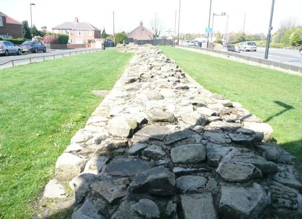the wall at Denton Hall with the turret in the background