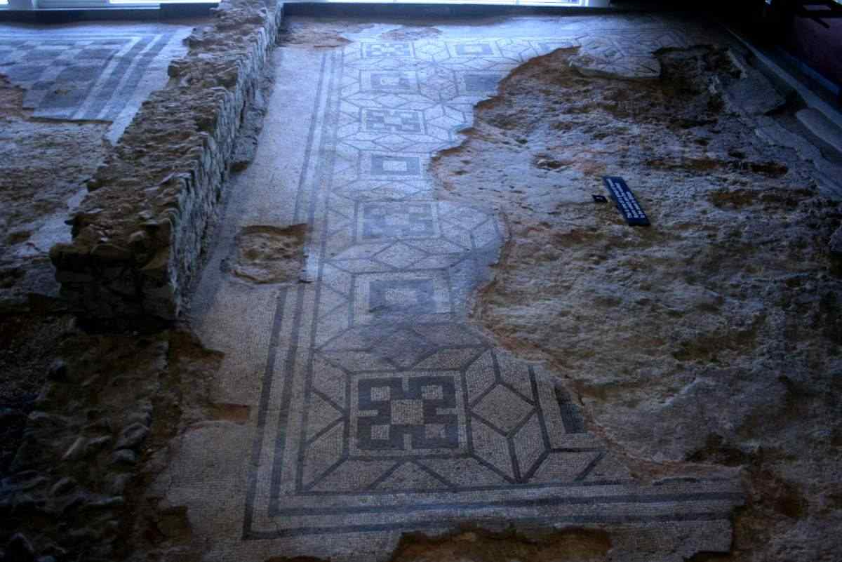 Early black and white geometric mosaic