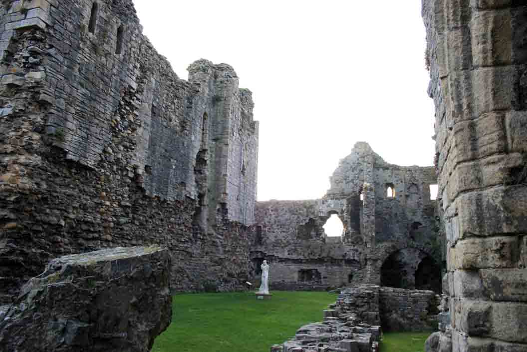 Inside the curtain wall