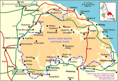 North York Moors Map, Yorkshire