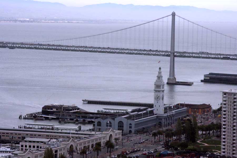SF Ferry Building and Oakland Bridge