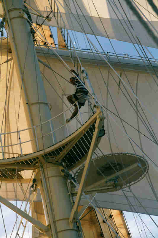 Looking down from the mast